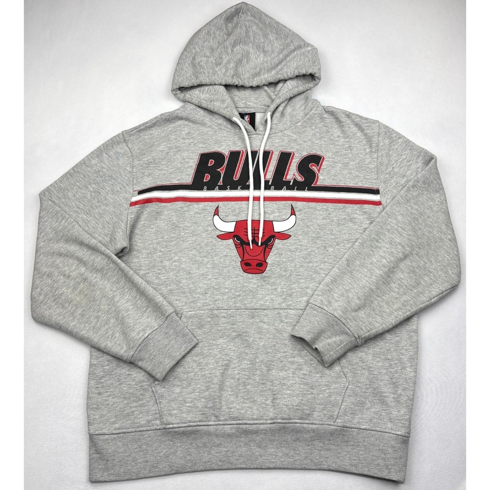 UNK Chicago Bulls NBA Hoodie Mens Large Gray NBA Basketball Fleece Pullover L